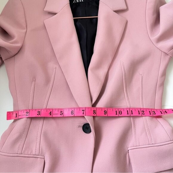 ZARA WOMAN FITTED TAILORED BLAZER JACKET PINK Size M - Picture 10 of 13